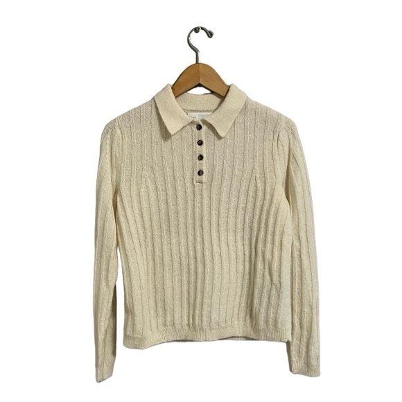 Banana Republic Heritage Cream Sweater Polo Wool Alpaca - Picture 3 of 11